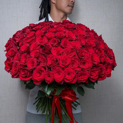 101 Premium Red Roses Hand Bouquet-1044