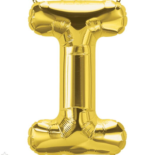 Золотой фольгированный шар буква I-5320