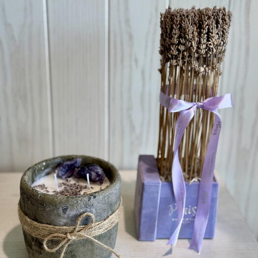 Giftset - Lavender and Rustic Candle in Lilac