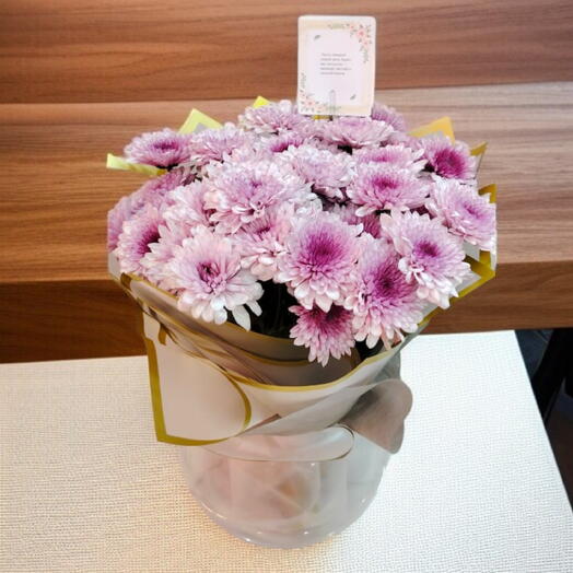 Букет хризантем – розовое золото