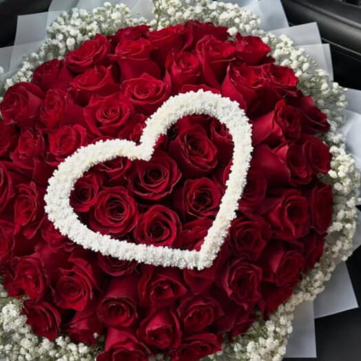 My Heart - Grandeur of 50 Valentines Red Roses Bouquet