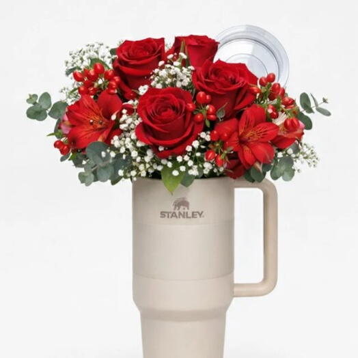 Тумблер Stanley Valentine с цветами