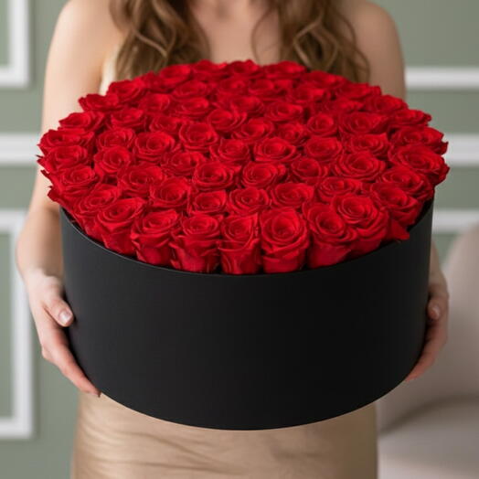 Фирменная коробка с красными цветами