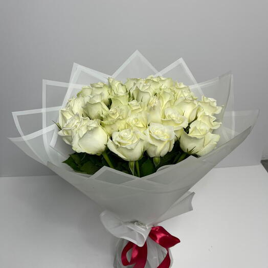 Premium White Roses in Frosted Paper