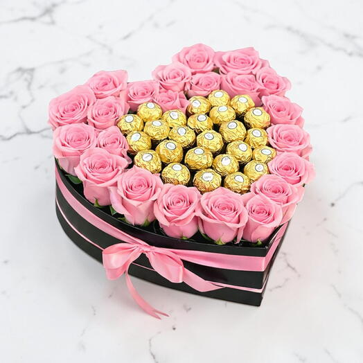 Combo de rosas y Ferrero Rocher