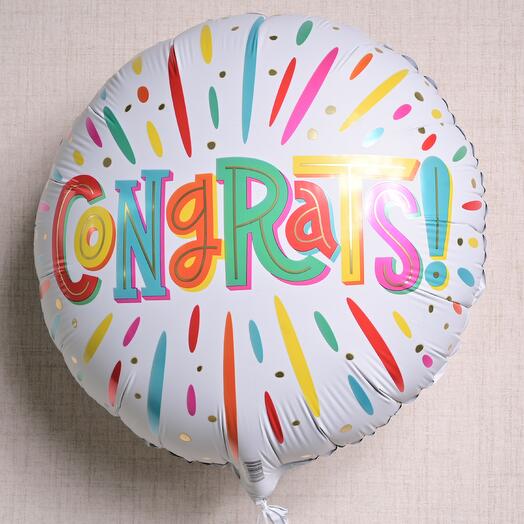 Разноцветный фольгированный шар с надписью Поздравляю  6881