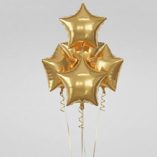 Golden Gala Star 5 Foil Balloons