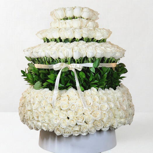 Ruby Cloudy_ XL White Rose Luxurious Arrangement For Anniversary or Birthday