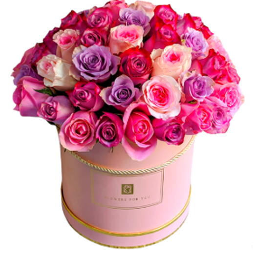 علبة ورد دائرية مختلطة