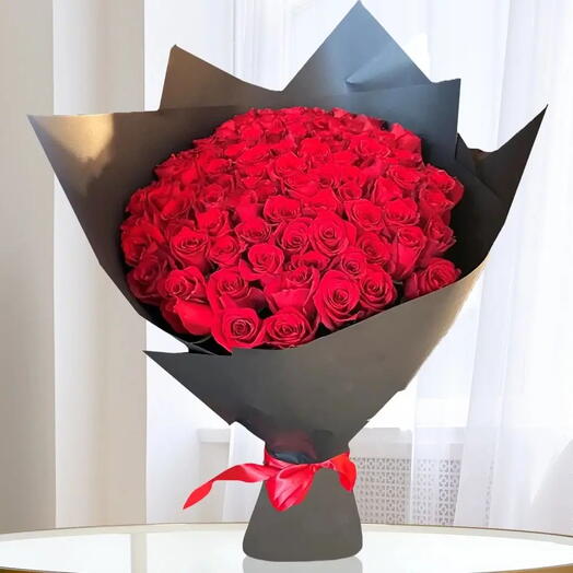 Bouquet de 75 roses rouges