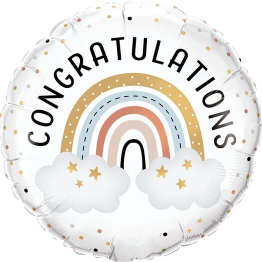 Congratulations Baby Boho Rainbow Single Foil Balloon