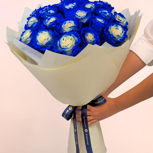 Bouquet de 24 roses bleues