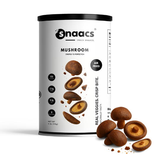 SNAACS Хрустящие грибы | Богатый, пикантный умами-хруст | Овощная закуска, обжаренная на воздухе - 4 унции | 113 г