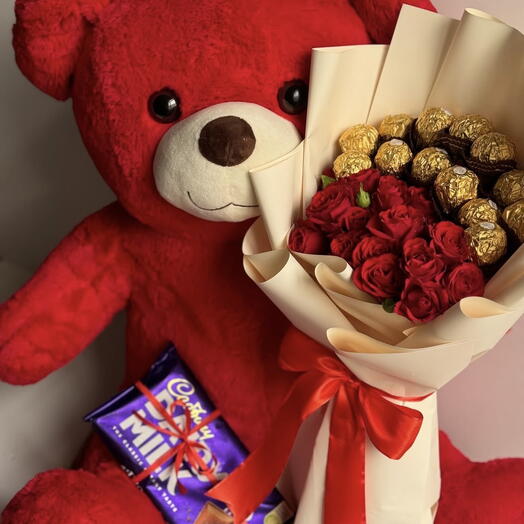 Choclate bouquet with Teddy for her valentine 💌