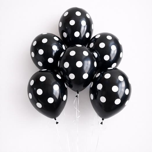 6 Black Polka Dot Balloons