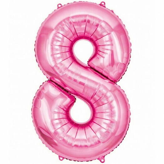 Розовый фольгированный шар-цифра 8 (наполнен гелием)