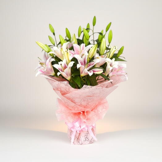 10 Pink Lilies Bouquet