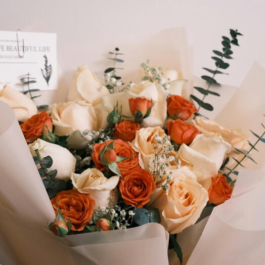 Red Peach 20 Roses Bouquet
