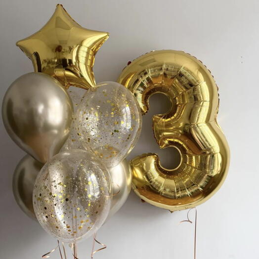 Stars of gold Helium Balloon Set