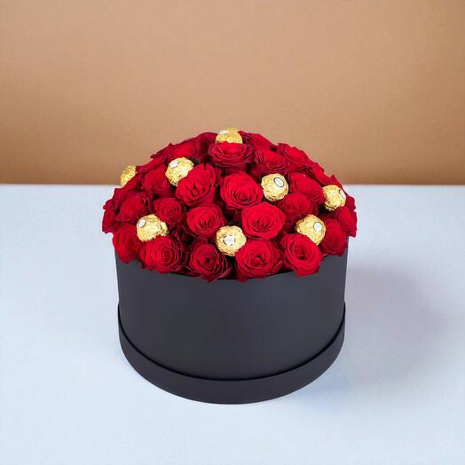 Caja de Rosas y Chocolates