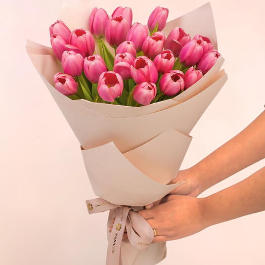 Bouquet de 24 tulipes roses