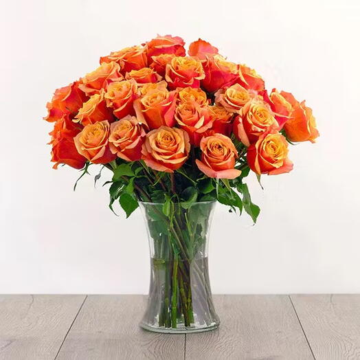 51 Orange roses in vase