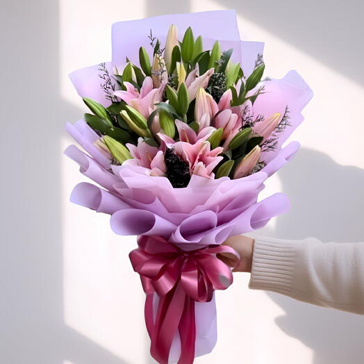 Pink lily bouquet