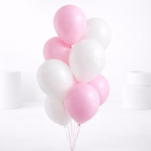 Soft Pink  White Helium Balloon Set