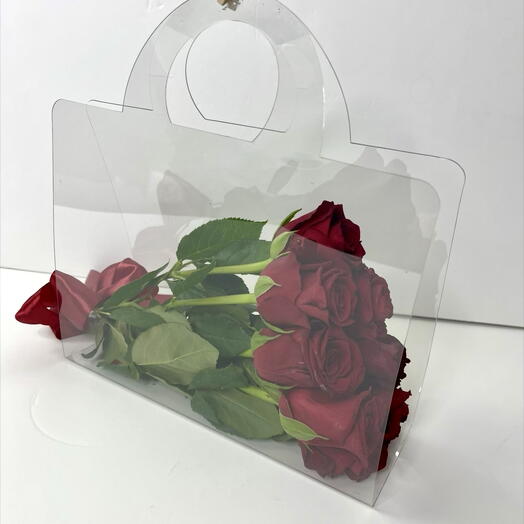 Clear bag red rose (10 roses)
