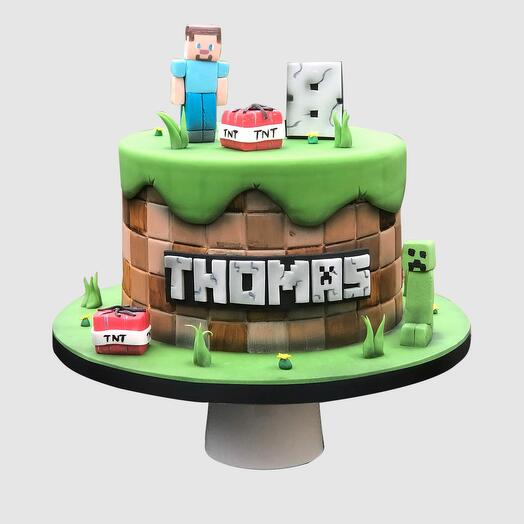 Gâteau Minecraft en pâte à sucre