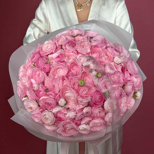Ранункулюс Блисс: Экстра-большой букет из 150 розовых ранункулюсов