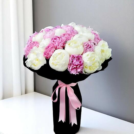 White And Pink Peonies Bouquet