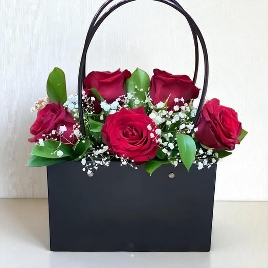 Budget Red Roses in Bag – Elegant Gift Bouquet