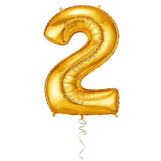 Golden Number Two Helium Balloon 40 Inches