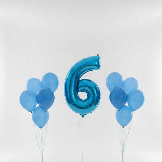 Happy Birthday Blue Number Six Balloon Set – 40 Inch