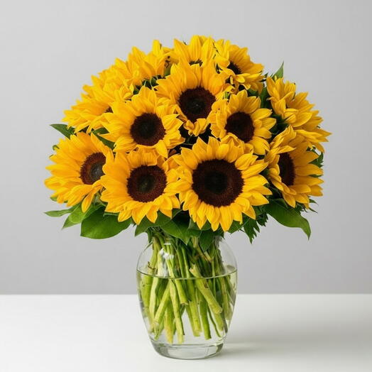 Golden Joy – 21 Sunflowers Vase