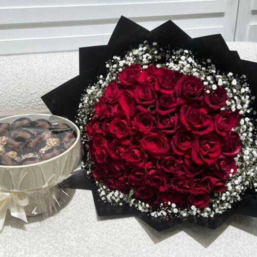 51 Red Rose Bouquet with Belgian Chocolate