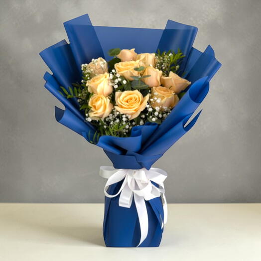 10 Peach Rose Bouquet