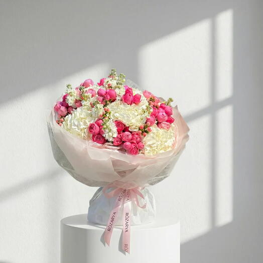 Raspberry Pearl Cloud: The White Hydrangea   Pink Rose Luxe
