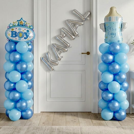 Blue Letter Balloon Pillar Setup – Royal   Navy Celebration Combo