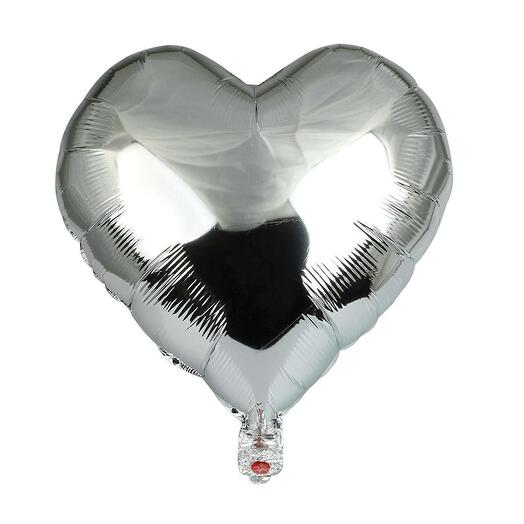 HEART BALLON SILVER WHITE FOIL