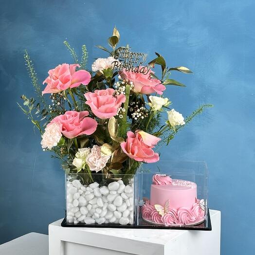 Комбо торт и цветы