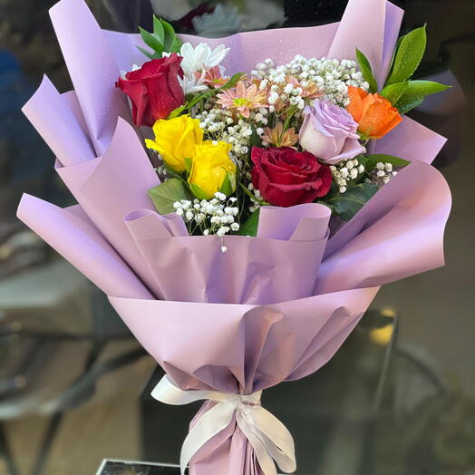 Mix flowers hand bouquet