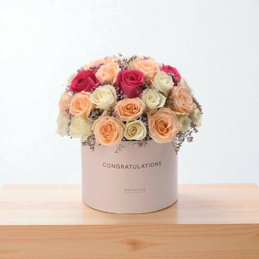 Поздравительная коробка «Румяно-розовый сад»