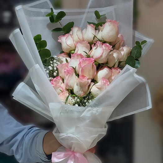 Rose Romance | 21 Pink Roses Bouquet Same-Hour Delivery