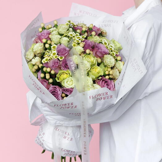 Azalea: Bouquet of Chrysanthemums, Roses and Garden Spray Roses