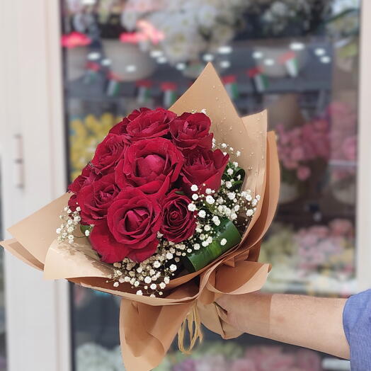 Rustic Rouge 11-Roses Bouquet