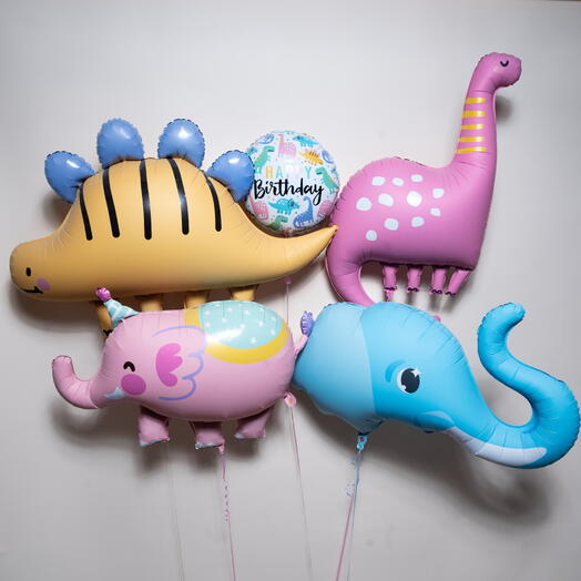 Набор фольгированных шаров Большие милые животные С Днём Рождения  7448