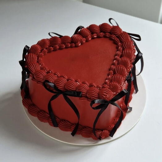Pastel Corazón con Lazo Feliz Cumpleaños
