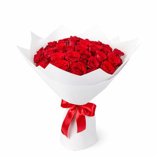 Red Roses in White Wrapping